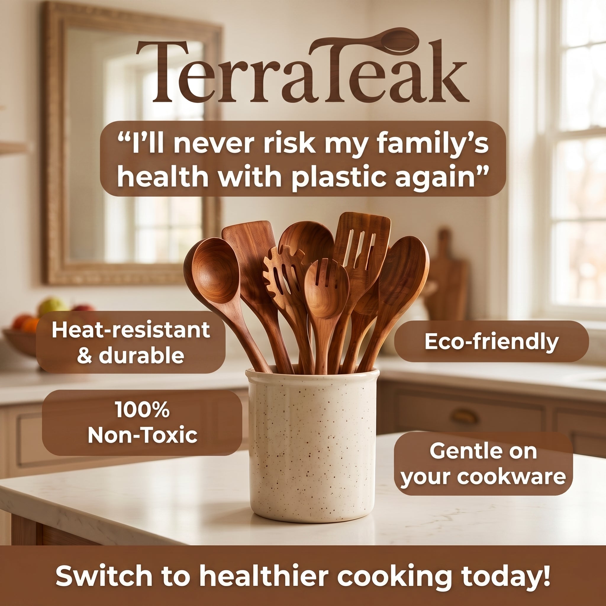 TerraTeak™ 9-Piece Non-Toxic Teak Kitchen Set