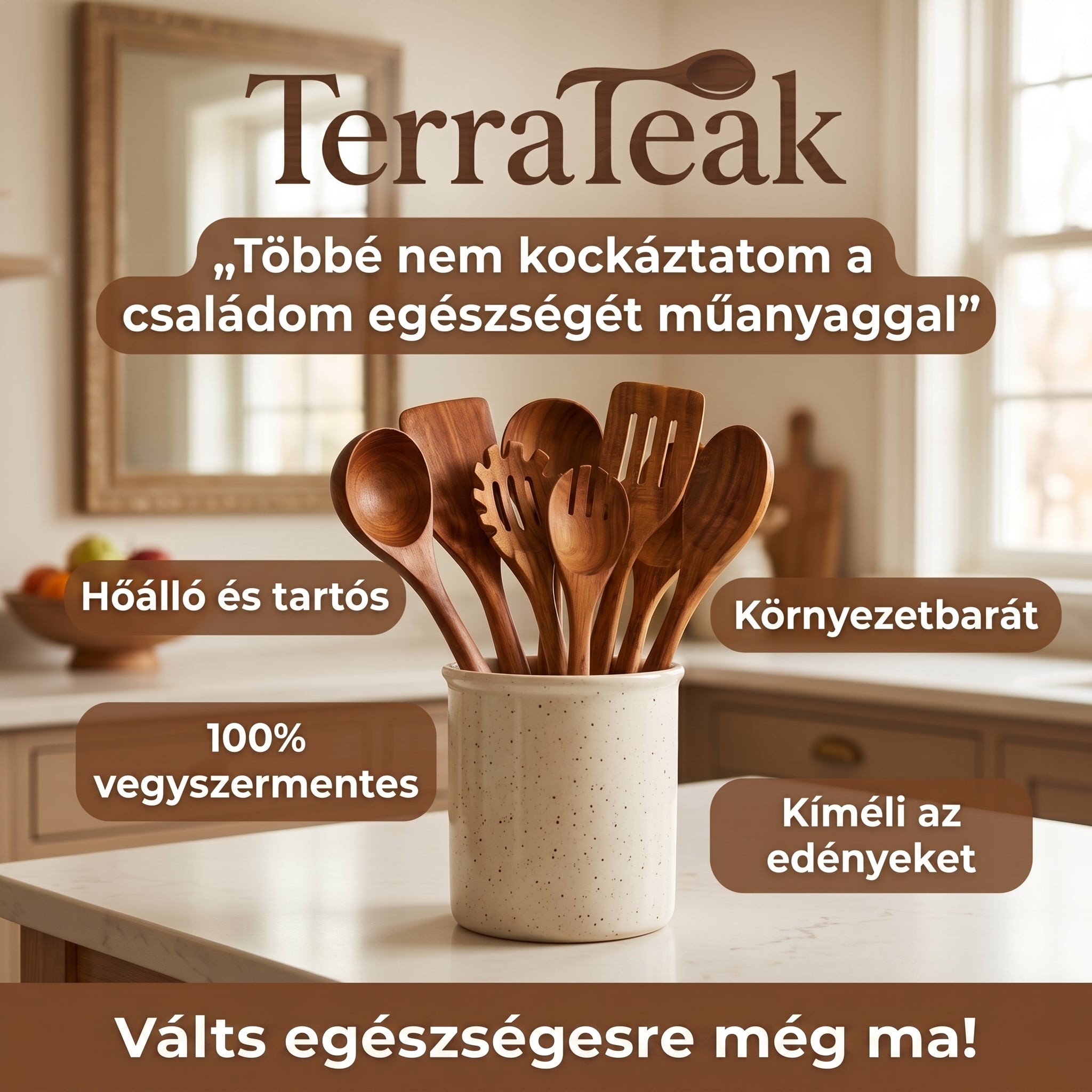 TerraTeak – 9 részes prémium teakfa konyhai eszközkészlet