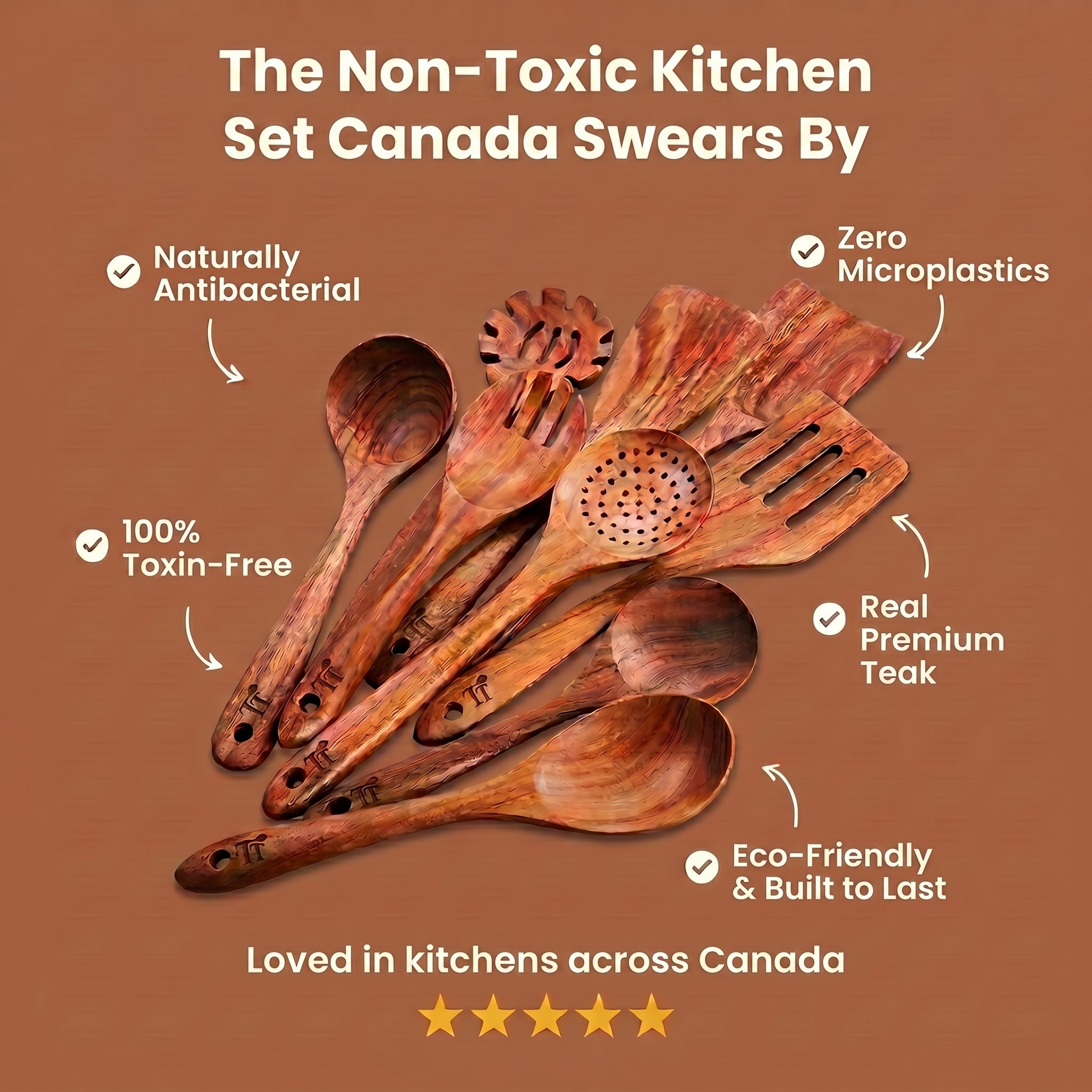 TerraTeak™ 9-Piece Non-Toxic Teak Kitchen Set